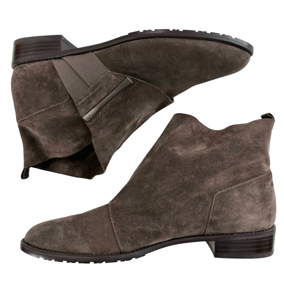 Stuart Weitzman Slouchy Dark Brown Suede Booties Size 8.5M - Picture 10 of 16